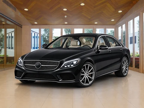 Black sedan in timber showroom setting