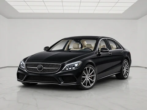 Black sedan in white alcove setting