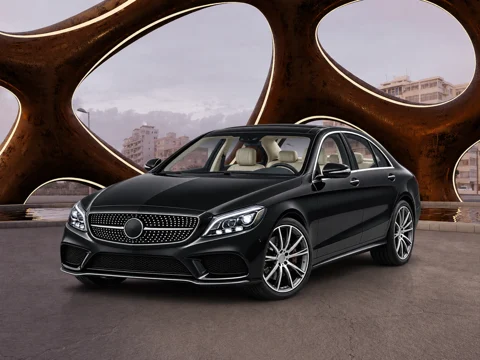 Black sedan in organic pavilion setting