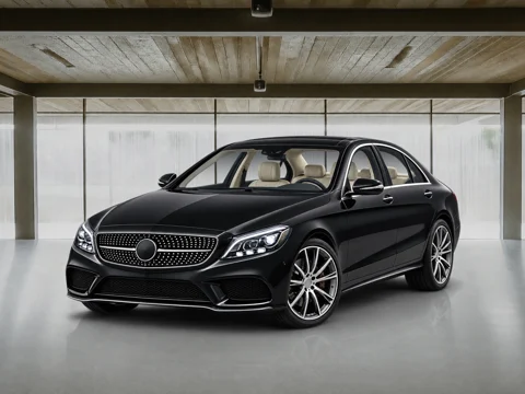 Black sedan in warehouse windows setting