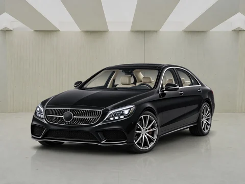 Black sedan in folded ceiling setting