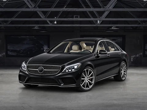 Black sedan in steel pavilion setting