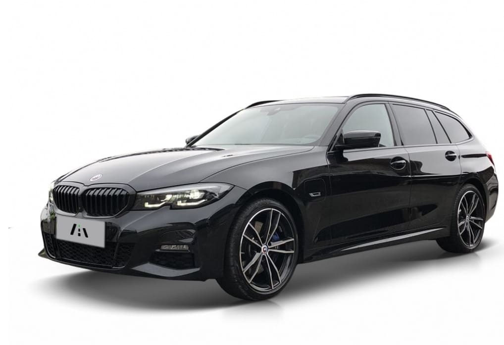 BMW with dealership-branded plate inlay